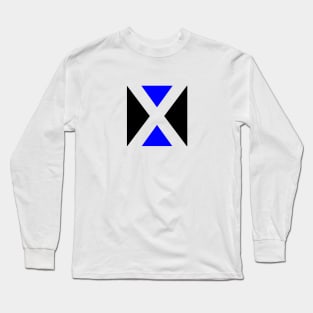 Blue and Black X Logo Long Sleeve T-Shirt